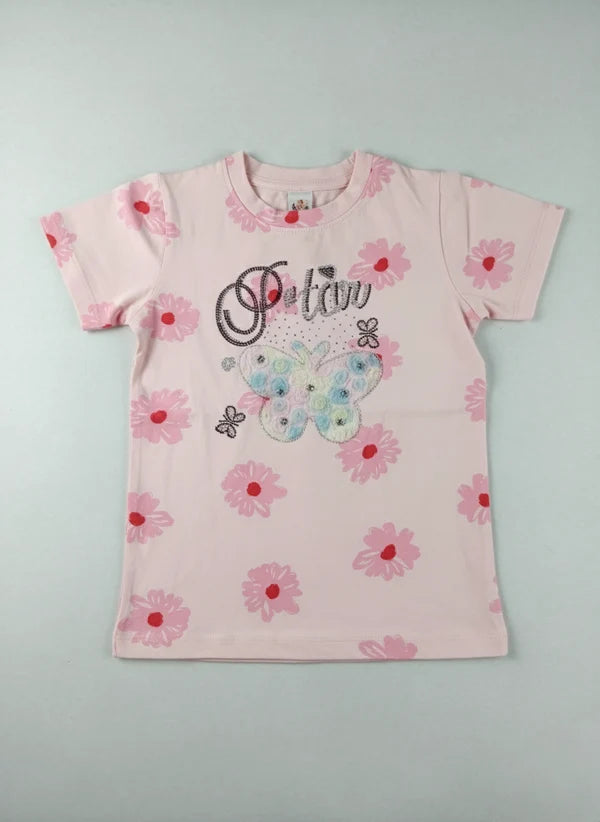 Girls T-Shirt Floral "Butterfly Graphic"