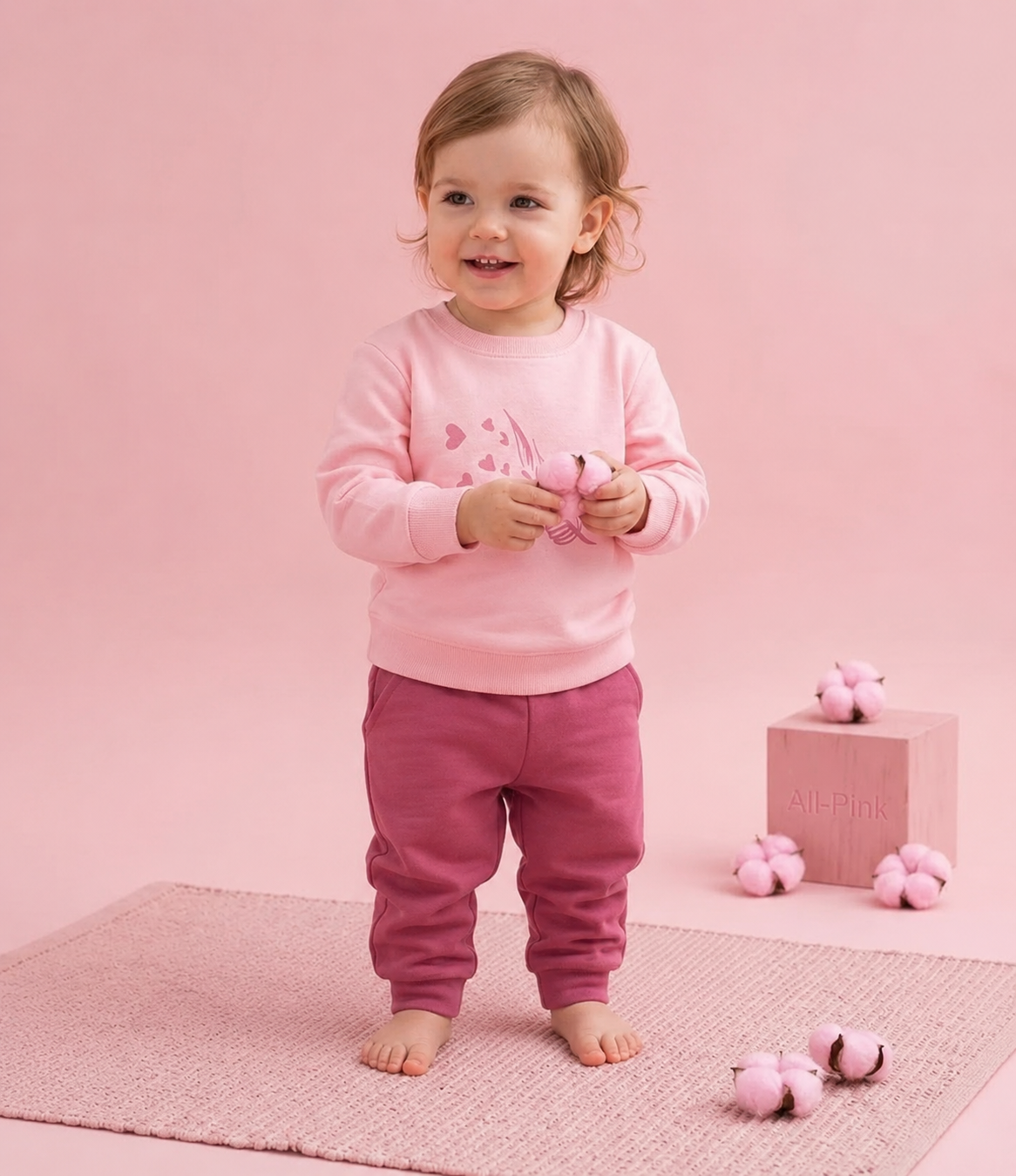 Baby Girl Pink Premium and Comfortable Sweatshirt & Jogger Set ,
Best for winter wear
