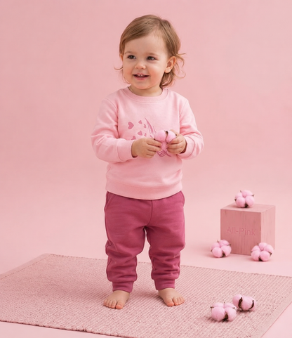 Baby Girl Pink Premium and Comfortable Sweatshirt & Jogger Set ,
Best for winter wear