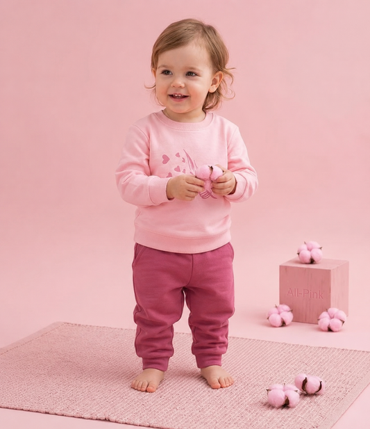 Baby Girl Pink Premium and Comfortable Sweatshirt & Jogger Set ,
Best for winter wear