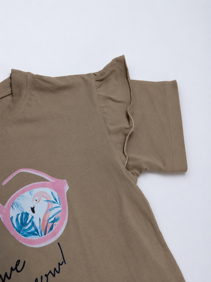 Girls Ruffle Sleeve Graphic T-Shirt – Soft Casual Summer Top  - 20% OFF