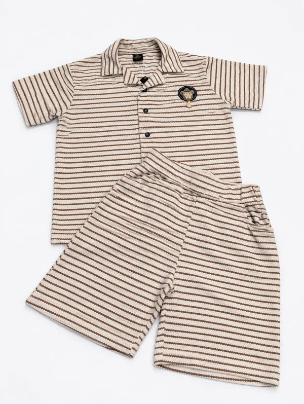 Boys Striped Shirt & Shorts 2 Piece Set