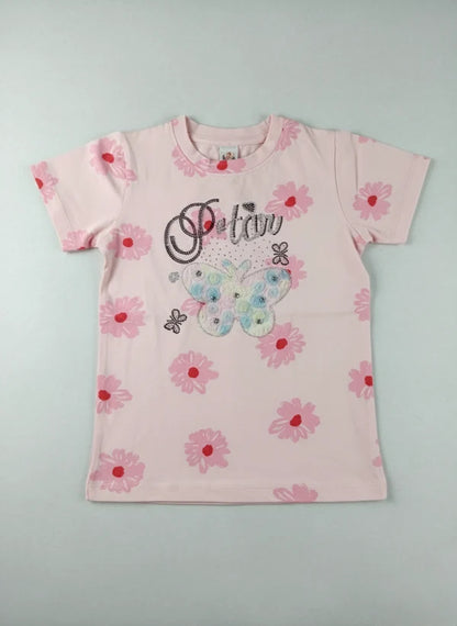 Girls T-Shirt Floral "Butterfly Graphic"