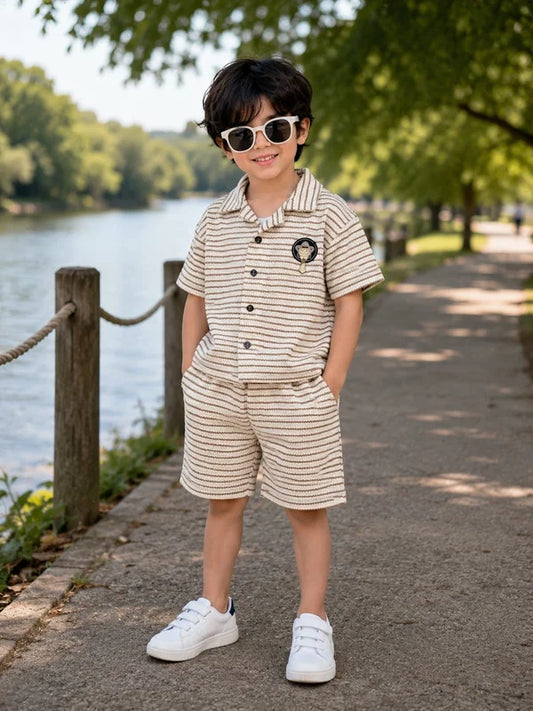 Boys Striped Shirt & Shorts 2 Piece Set