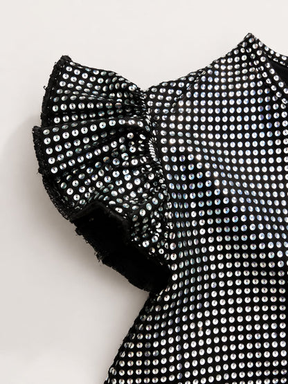 Premium Sparkle Baby Girls Romper – Elegant Black Partywear