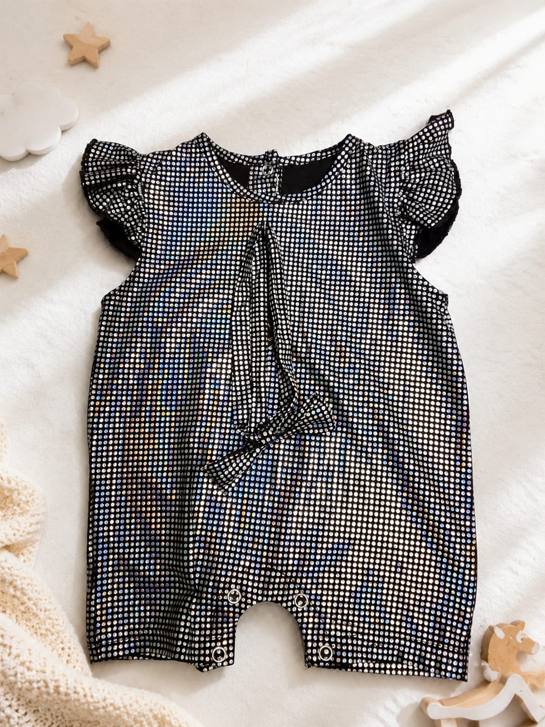 Premium Sparkle Baby Girls Romper – Elegant Black Partywear